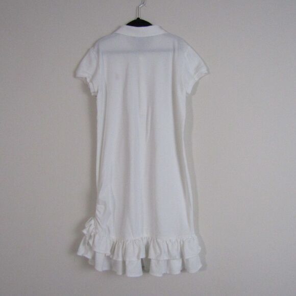 Ralph Lauren Girls Polo Dress 12/14 White Ruffles Preppy Old Money Pony Academia - Picture 8 of 13